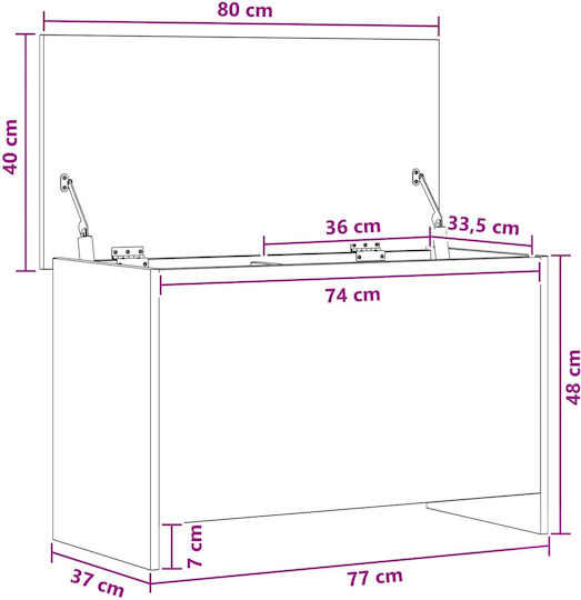 vidaXL Decorative Wooden Black Trunk 80x40x50 cm