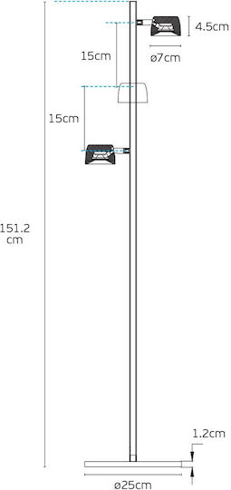 LED Floor Lamp with Warm White Light 1250lm Black