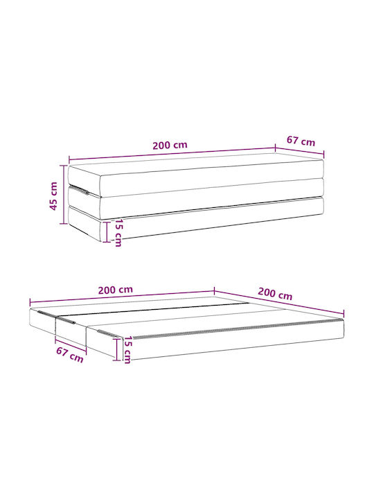 Fotoliu Puf Polimorfic Canapea Roz 200x67x45cm