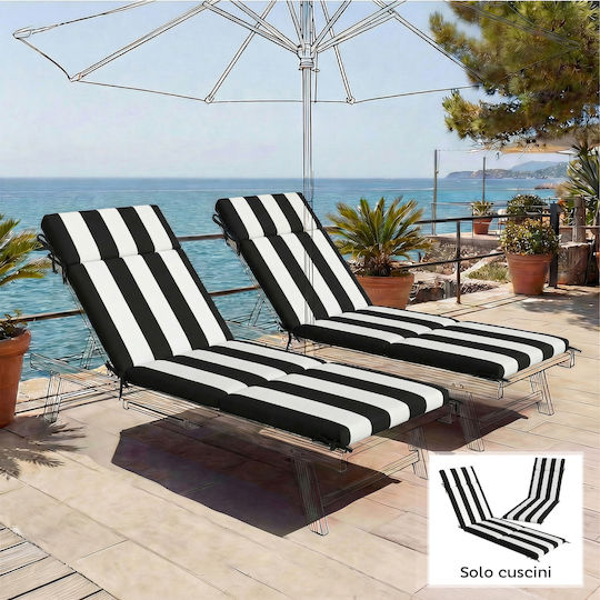 Outsunny Pernă Pentru Pat De Soare Cu Spătar Negru Și Alb 2 Bucăți 54x183cm Outsunny Pernă Pentru Pat De Soare Cu Spătar Negru Și Alb 2 Bucăți 54x183cm