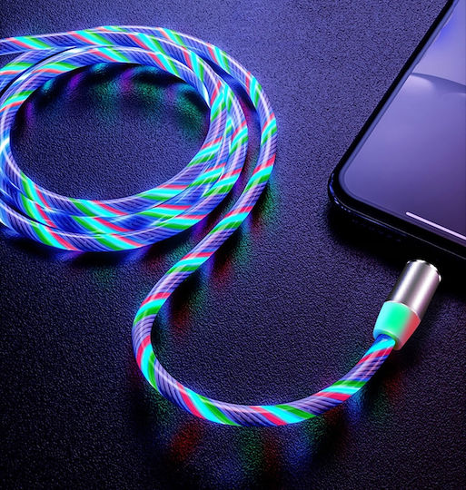 Magnetic Led Lighting Cable Iphone Micro Usb Type-c 200cm Kb31_multicolor