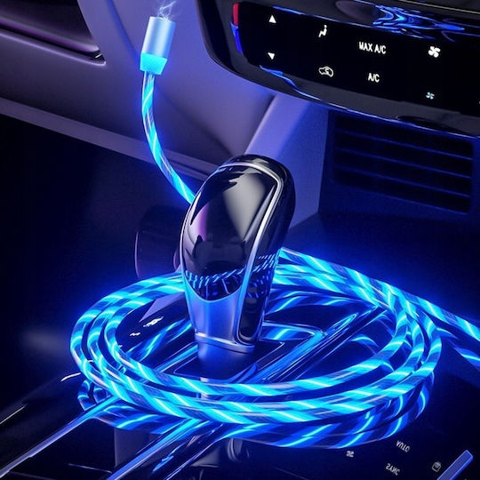 Magnetic Led Lighting Cable Iphone Micro Usb Type-c 200cm Kb31_blue