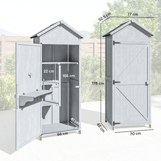Wooden Garden Shed L0.77xW0.525xH1.78m