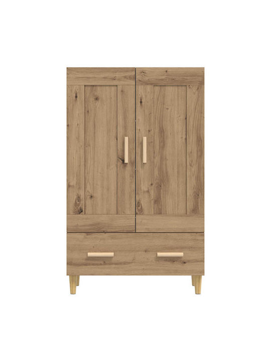 Bodenstehende Wohnzimmer Vitrine aus Eiche und Metall mit Verglasung 70x31x115cm