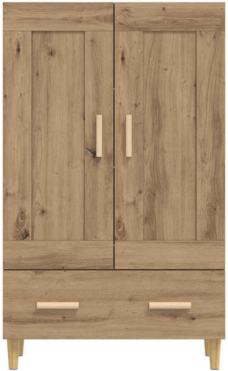 Living Room Display Cabinet Made of Wood and Metal with Glass Oak 70x31x115cm