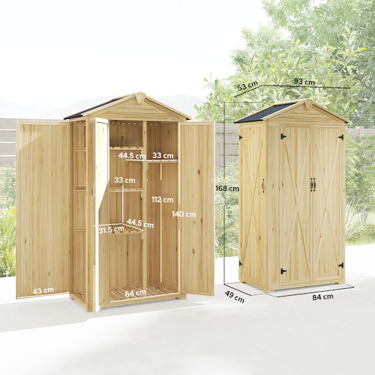 Wooden Garden Shed L0.93xW0.53xH1.68m