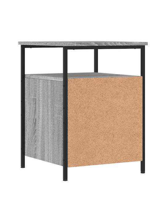 Wooden Bedside Table with Metal Legs Grey 44x45x60cm