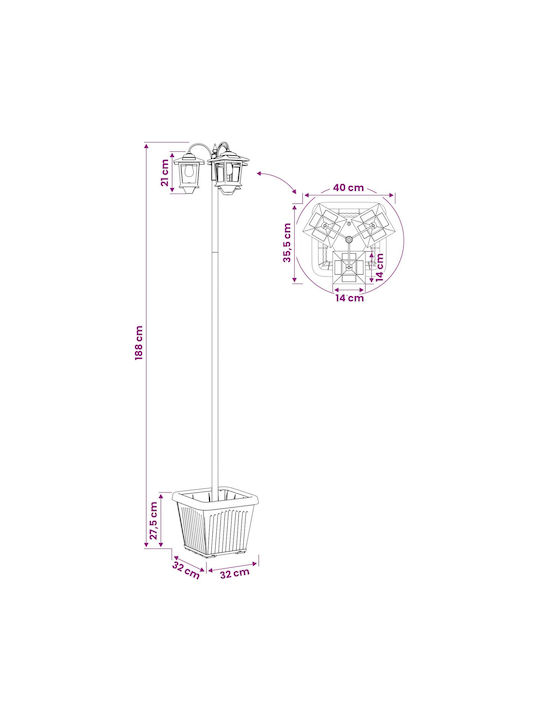vidaXL Φωτιστικό Φαναράκι LED Εξωτερικού Χώρου με Θερμό Λευκό Φως Μαύρο
