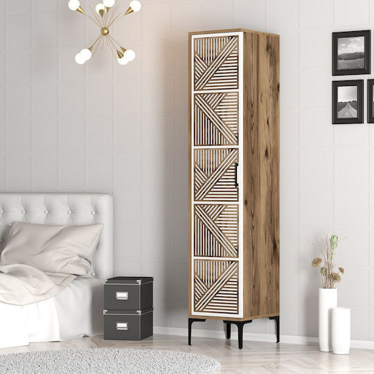 Solano Einzeltür Kleiderschrank Walnuss/Weiß 47.5x40x201.4cm
