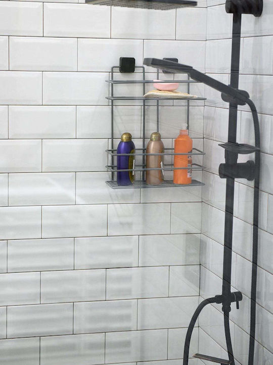 SteweHome Wall Mounted Bathroom Shelf Metallic Grey