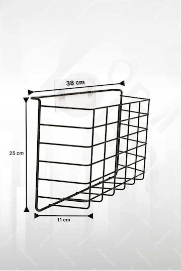 SteweHome Επιτοίχια Ραφιέρα Μπάνιου Μεταλλική 38x25x11cm Μαύρη