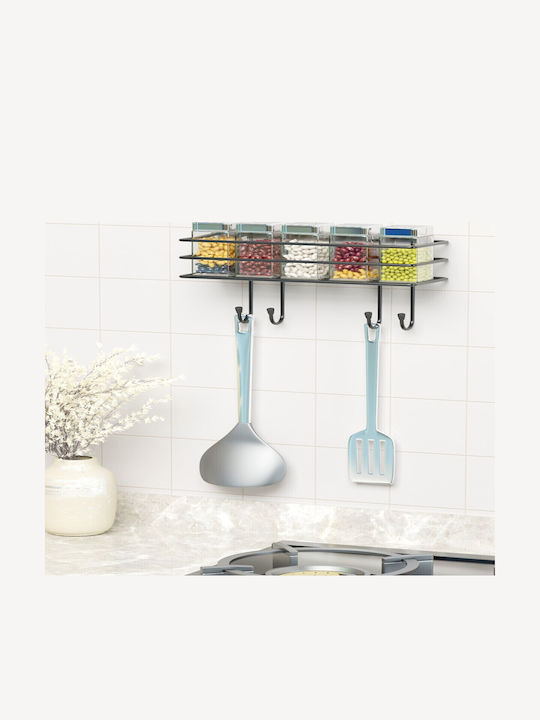 Femmit Self-Adhesive Metal Bathroom Shelf Hooks 30×10 Cm Black