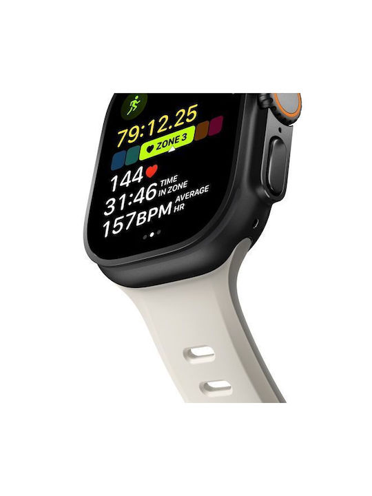 Nomad Tempo Waterproof Fkm Silicone Aluminum Strap Pin Optimized Apple Watch Ultra Series 49mm Driftwood Beige Nm009773858