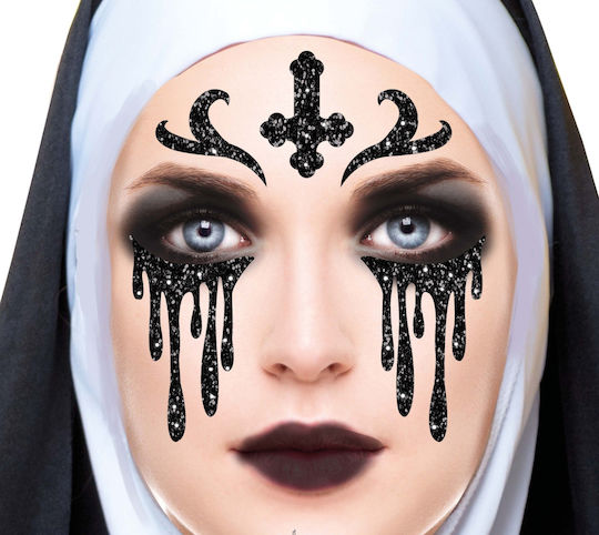 Glitter Face Stickers Nun Halloween