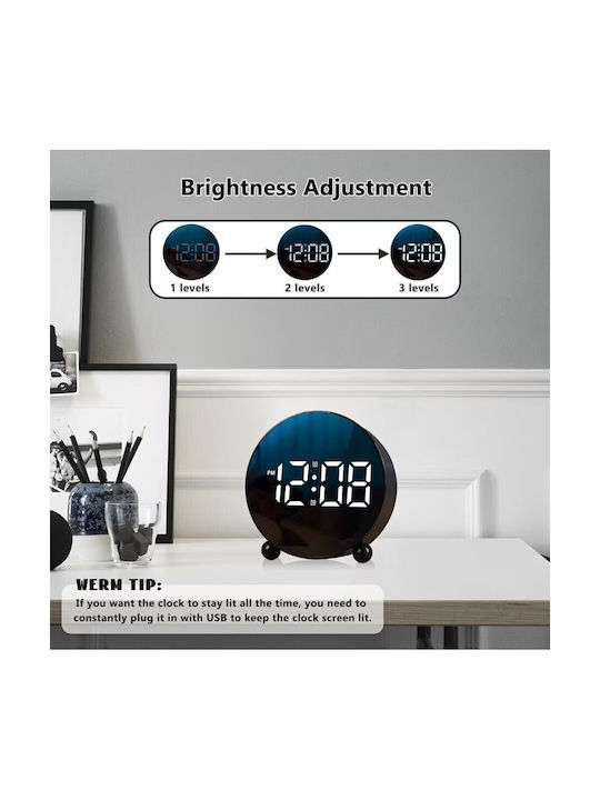 Silent Tabletop Digital Clock LED with Alarm Clock Black HL-8895-BLACK