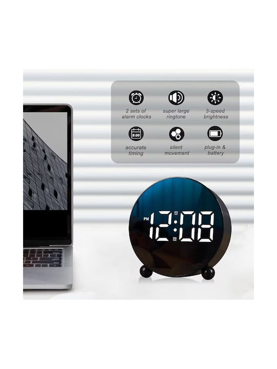 Silent Tabletop Digital Clock LED with Alarm Clock Black HL-8895-BLACK