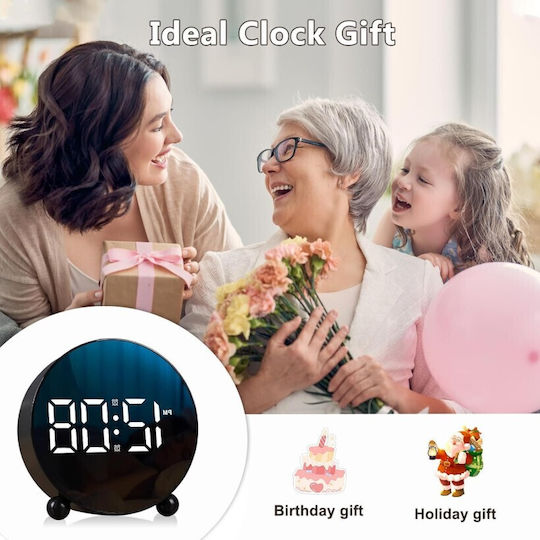Geräuschloses Digitales Tischuhr LED mit Wecker Schwarz HL-8895-BLACK