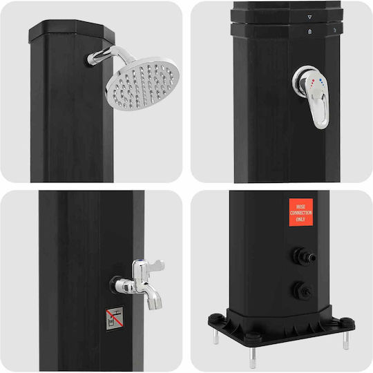 vidaXL Pool Shower Solar Made of PVC 217x18 cm Black