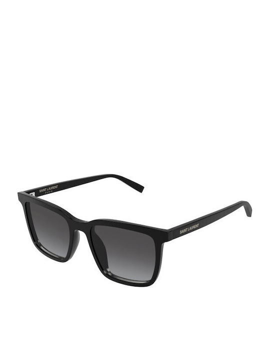 Ysl Unisex Sunglasses With Black Horn-Rimmed Frame And Black Gradient Lens