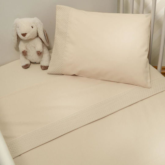 Baby Oliver Комплект Бебешки Чаршафи За Люлка Памучни Бежови 75x110см
