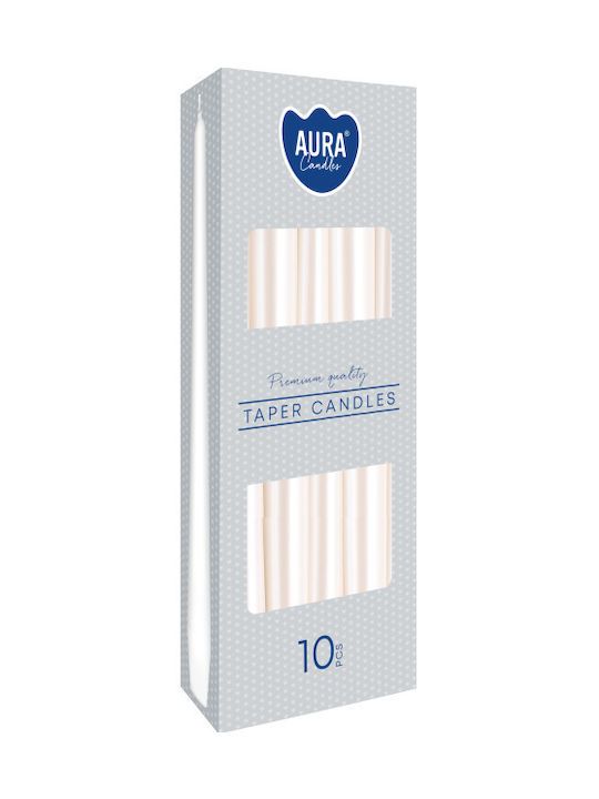Aura Glass Διακοσμητικό Κερί Κηροπηγίου Λευκό 10τμχ