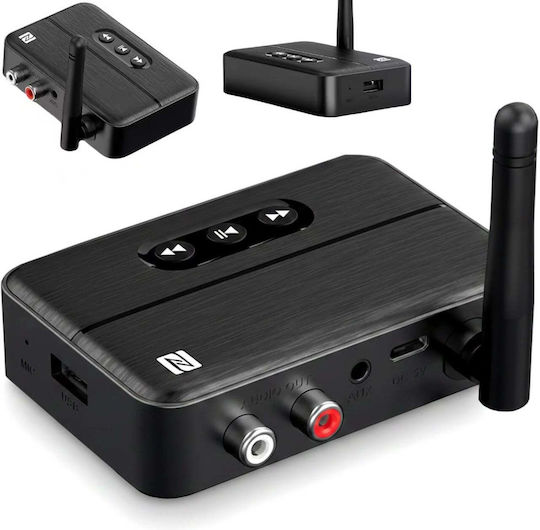 Receptor Audio Bluetooth 5.4 Rx Adaptor Techstar M60 Împerechere Nfc Aux + Rca Redare Usb Tip-c Stick Usb Microfon Integrat Hifi 10m