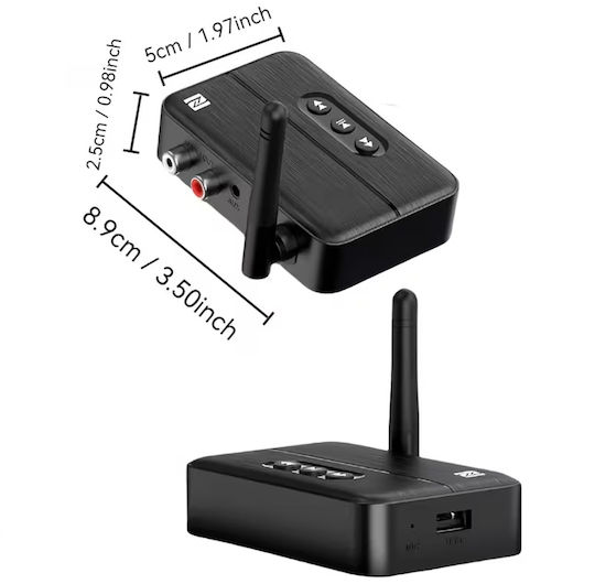Receptor Audio Bluetooth 5.4 Rx Adaptor Techstar M60 Împerechere Nfc Aux + Rca Redare Usb Tip-c Stick Usb Microfon Integrat Hifi 10m