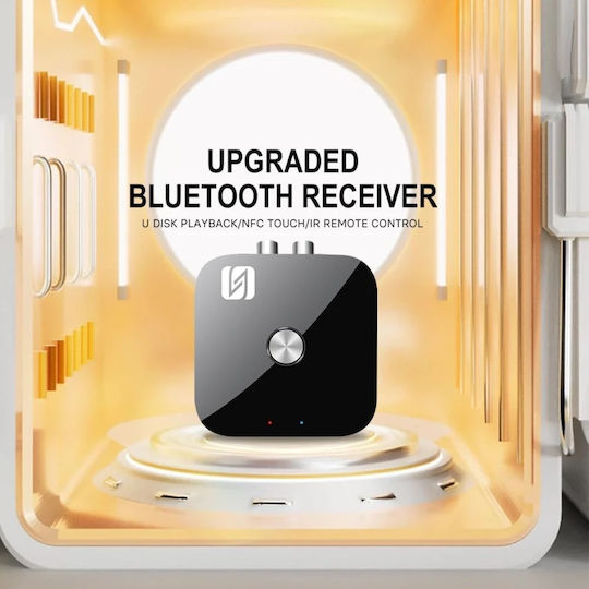 Techstar T68 Receptor Audio Bluetooth Bt 5.3 Nfc Rca L R + Aux 3.5mm Usb U-disk Telecomandă Ir Hifi 10m Negru
