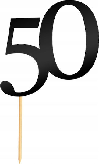 Decoratiune Cake Topper Număr 50 Cifru Ziua De Naștere Aniversare Negru