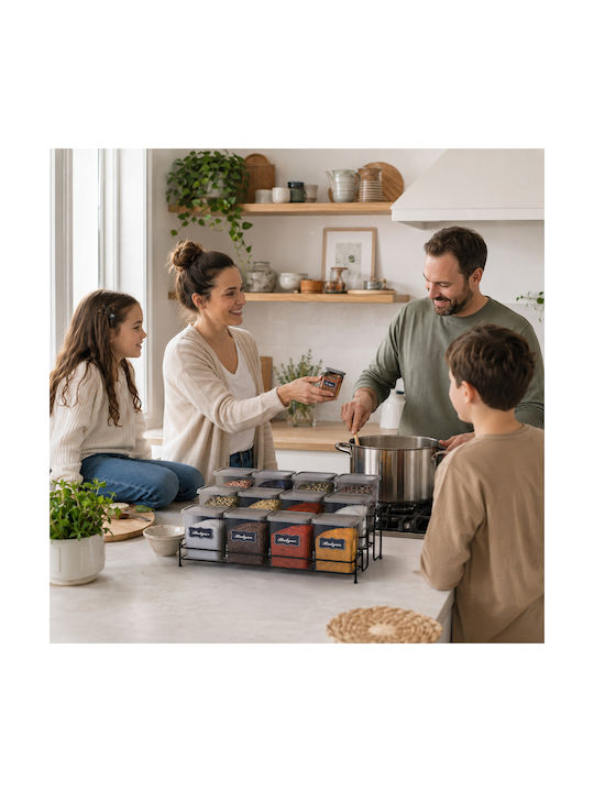Femmit Spice Set 12 Pieces 450ml Metallic Black Base 43 × 11 Cm