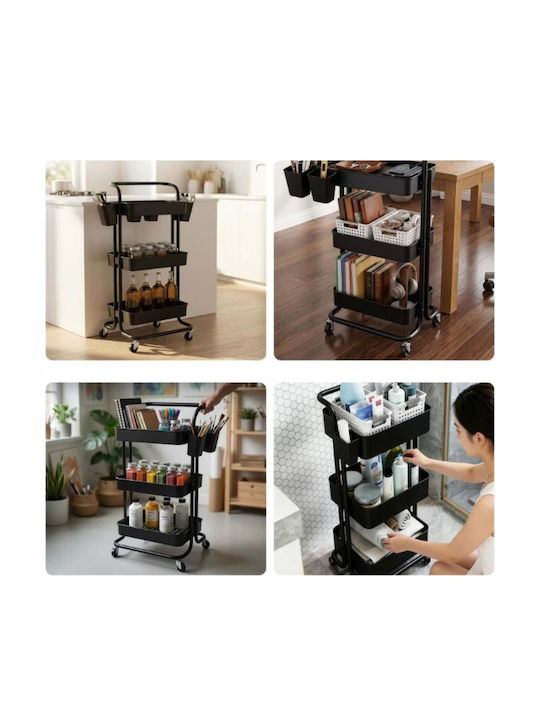 Relaxdays Metal Kitchen Trolley Black 87x43x38cm
