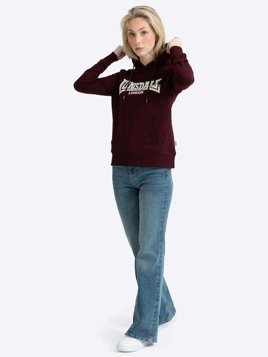 Flookburgh Γυναικείο Φούτερ με Κουκούλα Oxblood/chalk