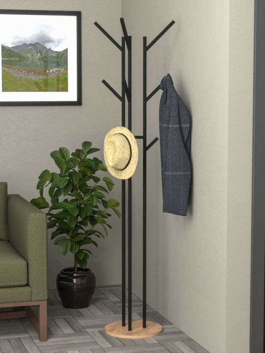 SteweHome Metallic Black Coat Rack 160cm