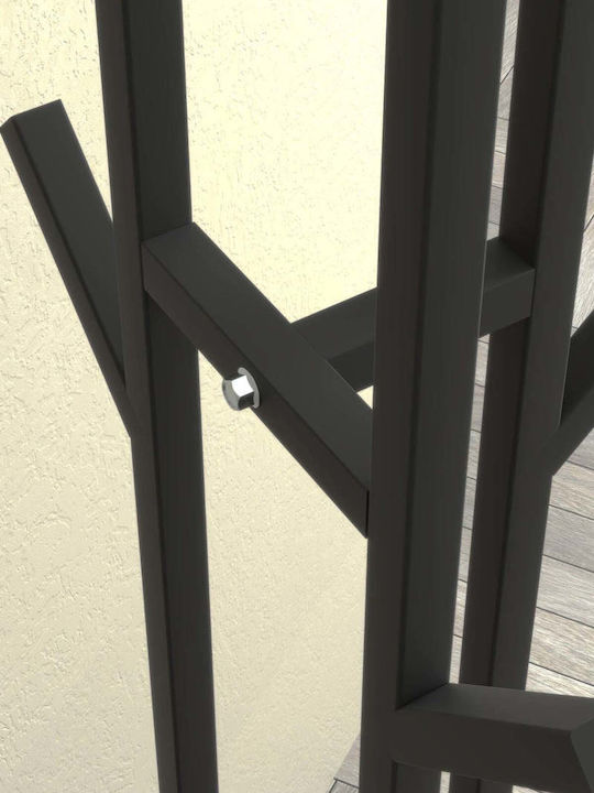 SteweHome Metallic Black Coat Rack 160cm