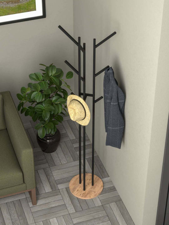 SteweHome Metallic Black Coat Rack 160cm