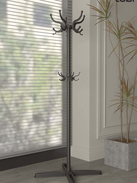 SteweHome Metallic Black Coat Rack 180cm