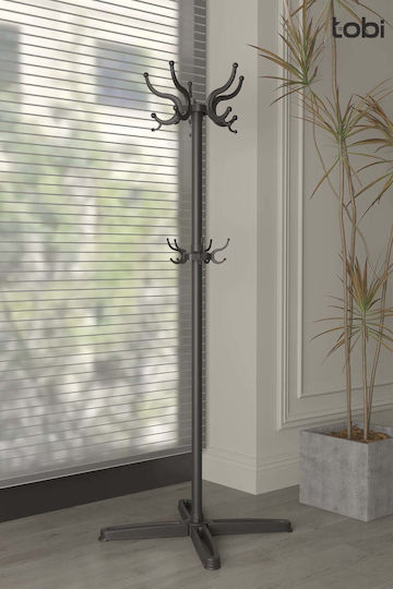 SteweHome Metallic Black Coat Rack 180cm