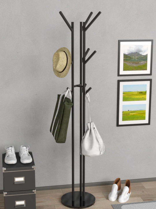 SteweHome Metallic Black Freestanding Coat Rack 160cm