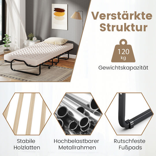 Klappbett mit Matratze 10,5cm Einzel Schwarz 200x90cm