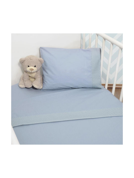 Baby Oliver Set Baby Sheets Cradle Cotton Des. 451 Light Blue 75x110cm