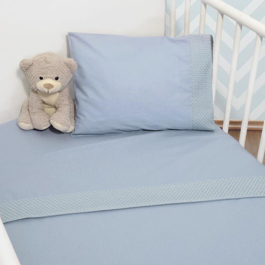 Baby Oliver Σετ Βρεφικά Σεντόνια Λίκνου Βαμβακερά Des. 451 Γαλάζια 75x110εκ.