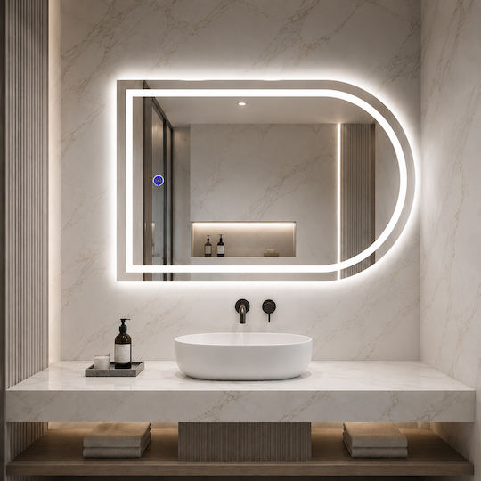 Futura Semicircular Bathroom Mirror Led Touch 60x90cm White