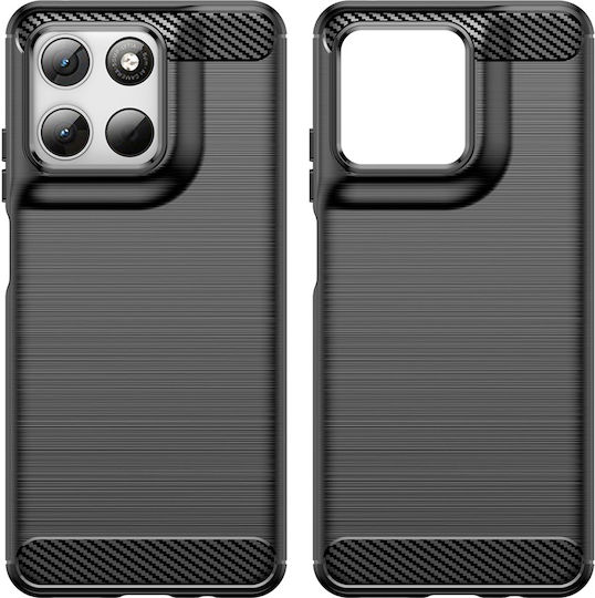 Techsuit Carbon Umschlag Rückseite Silikon Schwarz (Motorola Moto G37 / G37 Power / G47 / G57 Power / G67 Power)