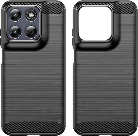 Techsuit Carbon Umschlag Rückseite Silikon Schwarz (Motorola Moto G87 / G77 / G67)