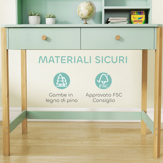 Kids Desk Made of Melamine Green 90x52x105cm