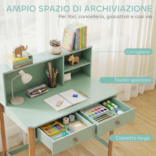 Kids Desk Made of Melamine Green 90x52x105cm