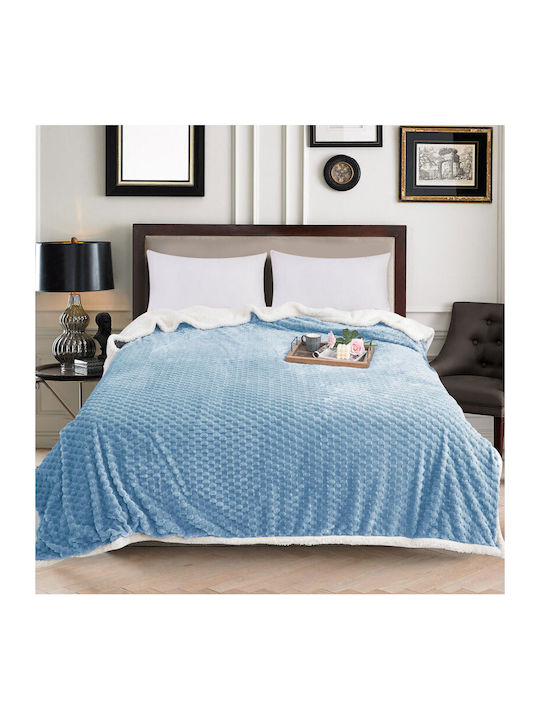 To megalo pazari Sherpa Decke Einzeln 160x240cm Hellblau