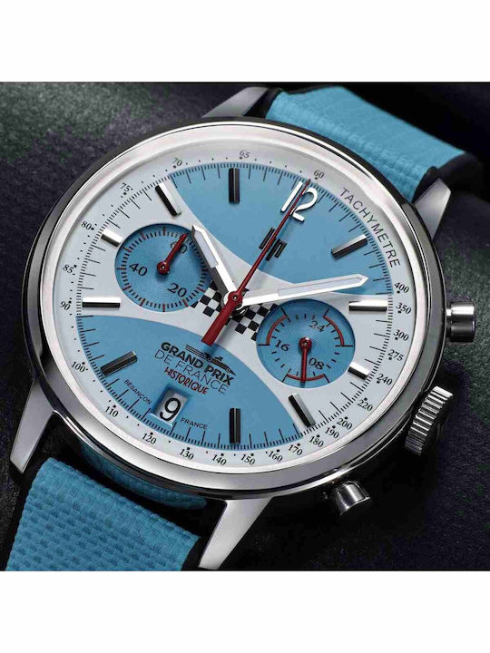 Lip Watches Rallye Meca Men's Watch Chronograph Battery with Black Leather Strap