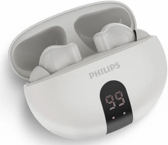 Philips TAT2520WT In-ear Bluetooth Handsfree Ακουστικά με Αντοχή στον Ιδρώτα και Θήκη Φόρτισης Λευκά