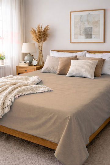 Fan Europe Bettlaken für Einzelbett 160x200cm Dunkelbeige